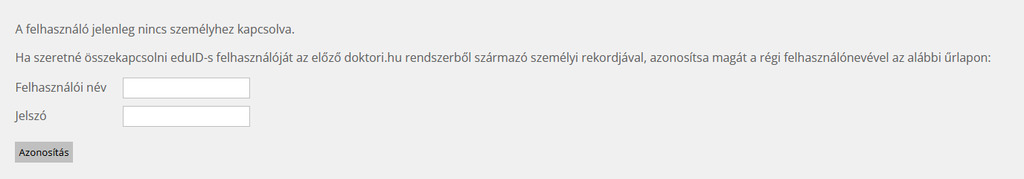 Az eduID és régi felhasználónév összekapcsolása